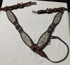 Heritage Brand Breast Collar Light Turquoise Floral Inlay With Copper Hardware