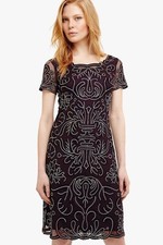 New PHASE EIGHT Talia Embroidered Dress Size 14 Deep Purple Cocktail Evening
