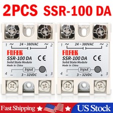 2PC Single Phase Solid State Relay Module DC-AC SSR 100DA 3-32VDC 24-380VAC**