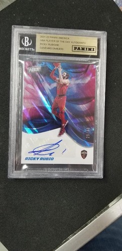 2021-22 Ricky Rubio NBA Player of Day Basketball Card Autograph BGS #25/40 - Afbeelding 1 van 2