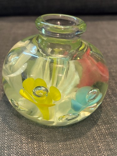 Joe Rice St. Clair Blown Art Glass Multicolor Perfume Bottle Paperweight - Picture 4 of 11
