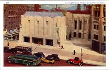 Chicago IL W-G-N Radio Studios Tribune Square Bus Cars Vintage Postcard A187