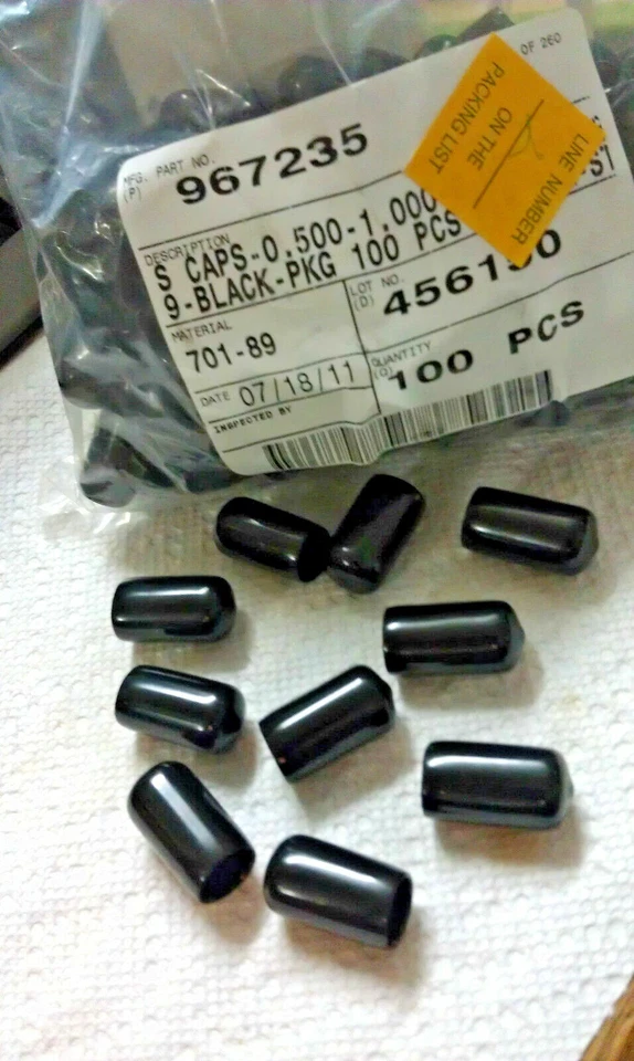 MCMASTER CARR Pliable Vinyl Caps, Push-on Round Cap Fits 1/2"-9/16" OD, 1" Inside Height, *10