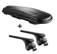 Dachbox JUXT600L+ Relingträger Quick für Skoda Kodiaq 5Tür ab 17 offene Reling