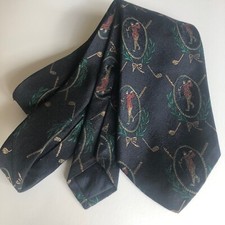 Vintage Brooks Brothers Makers Silk Tie Vintage Golfer Textured Navy Preppy 60"