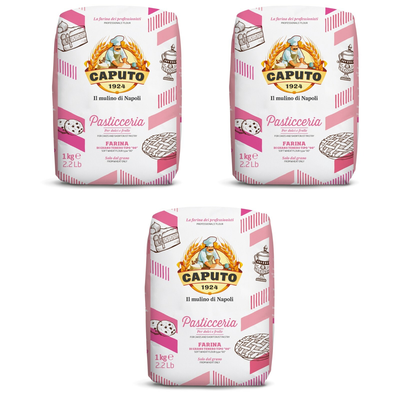 3 kg FARINA CAPUTO PASTICCERIA di Grano Tenero tipo 00 per dolci frolle biscotti