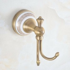 Antique Brass Bathroom Clothes Towel Hook  Hanger Double Robe Hooks Zba576
