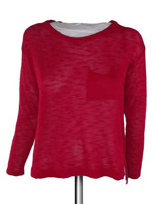 H&M Divided Damen Shirt Rot Rundhals Langarm Größe Xs Extrasmall