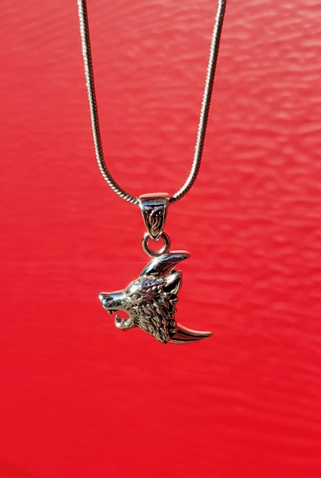 Wolf Crescent Moon Charm Wisdom Spiritual Wolves Sterling Silver Pendant - Image 3 of 4