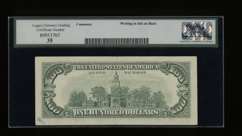 DBR 1993 $100 FRN Richmond Fr. 2174-E Legacy 35 Serial E20670970A - Image 2 of 2