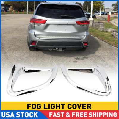 For Toyota Highlander 2014-2019 Chrome Rear Reflector Fog Light Cover Lamp Trim