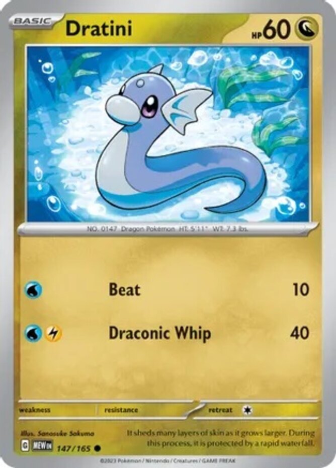 Pokemon Dratini - 147/165 - Common - Reverse Holo NM-Mint Scarlet & Violet - 151
