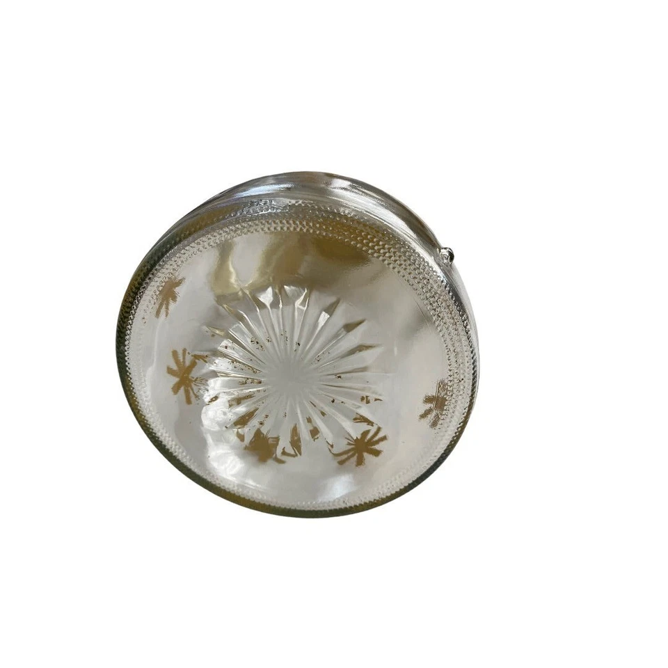 Vintage Clear Glass Log Cabin Yellow Starburst Syrup Honey Dispenser MCM - Image 4 of 4