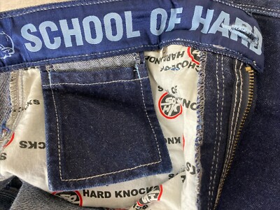 Vtg School Hard Knocks Baggy Denim Carpenter Shorts Jorts Hip Hop