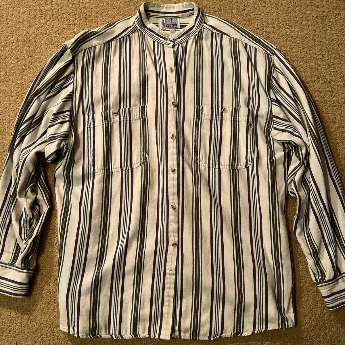 chapo dress shirt Vintage Men's Button Down Shirt Pablo Escabar El Chapo Thrift 80's 90's  Striped