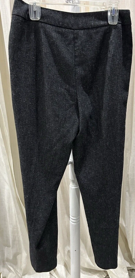 Pantalones de vestir Investments para mujer 12 gris tweed pierna recta gancho y botón carrera Foto 3 de 3