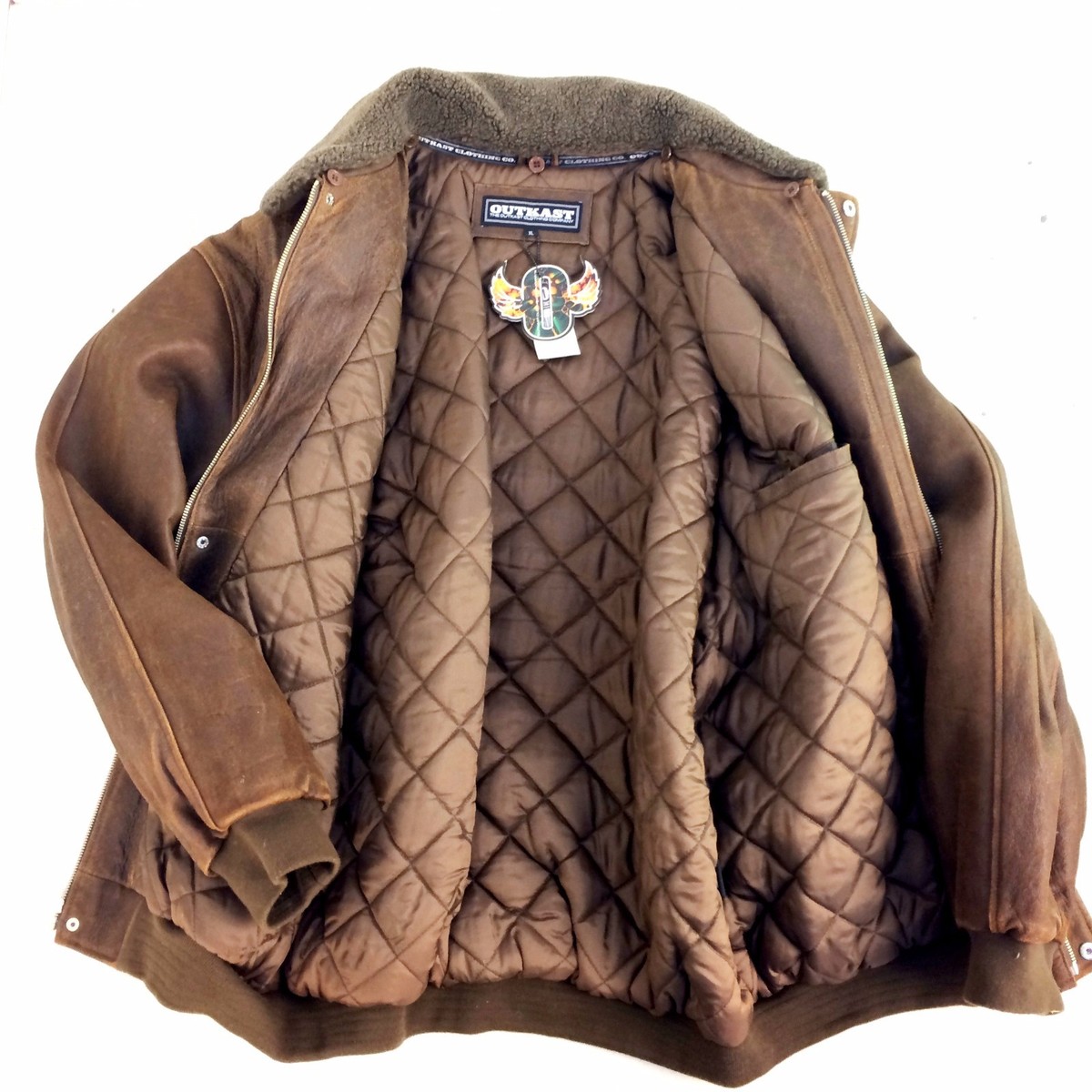 Outkast, FIRST B BOMBER AIR CRAFT STYLE DISTRESSED LEATHER JACKET