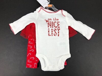 Carters Just One You On The Nice List Bodysuit Pants Set NWT Tutu Christmas