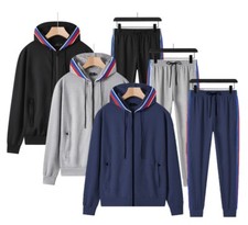 Mens Designer High Fashion Tracksuit Set Zipped Pocket Sweatshirt Joggers