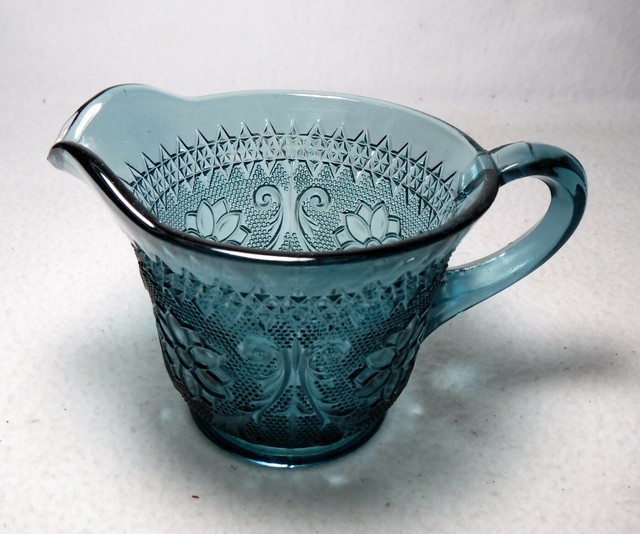 TIARA glass sandwich COLONIAL BLUE pattern Creamer, Cream Pitcher or