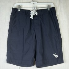 Abercrombie Fitch Swim Trunks Mens Small Blue Board Shorts Moose Logo Tie 30x8