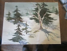 Original Watercolors By Peg Humphreys, Cherry Blossoms & Tahoe Trees 22" x16" 