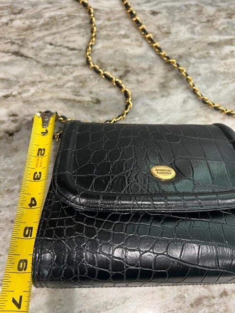 American Tourister Small Faux Black Alligator Embossed Cross Body Purse w/Mirror - Image 3 of 4