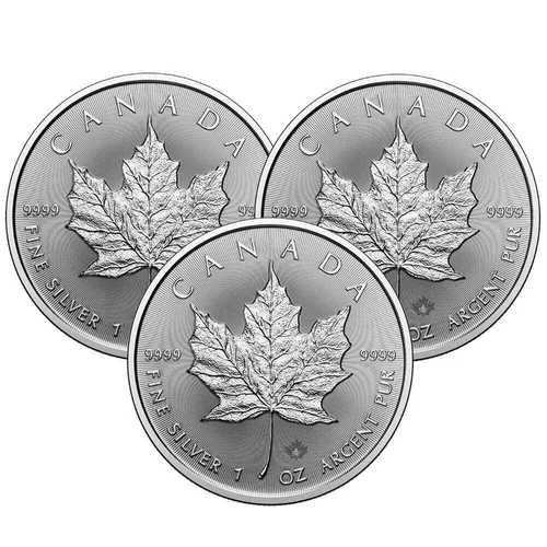 2025 Canadian 1 oz Silver Maple Leaf Coin BU (Lot of 3)