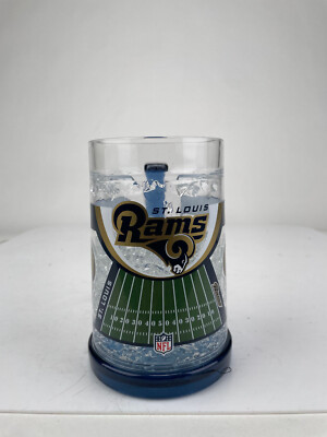 New NFL 16 Oz Crystal Frosted Freezer Mug Beer Drink Glass St. Louise RAMS