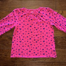 Girls Lands' End Dark Pink with Blue Stars Long Sleeve Top