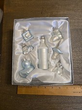 Vtg Baby's First Christmas Ornaments Set Of 7 Boy Blue See All Pics And Descript