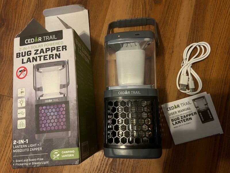 Cedar Trail Bug Zapper and Lantern Light CT-KZAP-L. Solar and USB powered