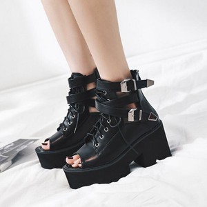 platform open toe buckle sandal