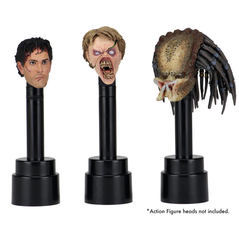 NECA Action Figure Head Display Stands Base Set Black Fits Most 6" to 8" Figure