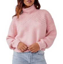 Free People Sweater Women Pullover Bradley Pink Preppy Comfy Holiday Top XS New