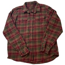 Orvis Big Bear Heavyweight Flannel Shirt Jacket Mens XL Red Shacket Plaid