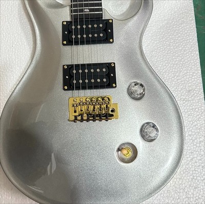 PRS Custom Metallic Silver Electric Guitar Solid Mahogany Body Flamed Maple Top