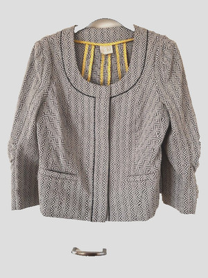 Coquille Anthropologie Eyes For You Jacket Cropped Geometric Design Snaps Close
