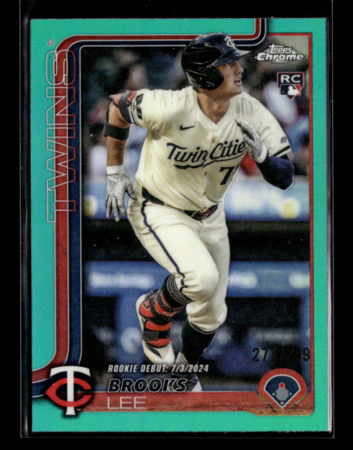 Brooks Lee RC 2025 Topps Chrome Update Teal Refractor 271/299 Rookie Debut [xlz