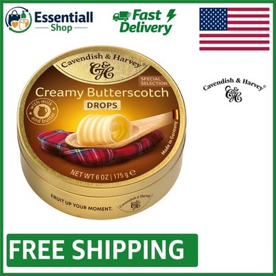Indulge in Creamy Butterscotch Hard Candy Drops - 6 Ounce Luxury Tin
