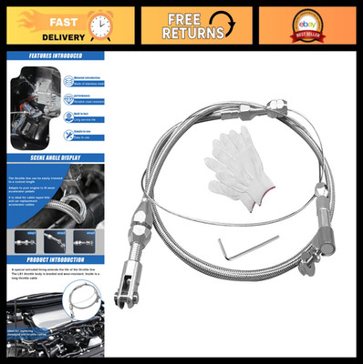Universal 24'' Braided Throttle Cable Kit - Adjustable Accelerator Replacement, S