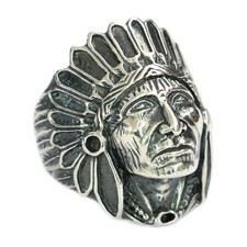 925 Sterling Silver Indian Chief Ring Biker Punk Jewelry TA196D US Size 7~15 FZ