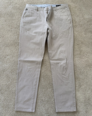 Bonobos Men's Beige Chino Pants 34 Regular Fit Cotton Twill Straight Flat Front