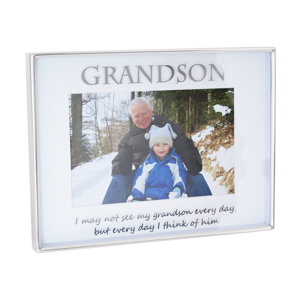 Silver Grandson 4x6 Picture Frame for Wall or Table Use by Happy Homewares