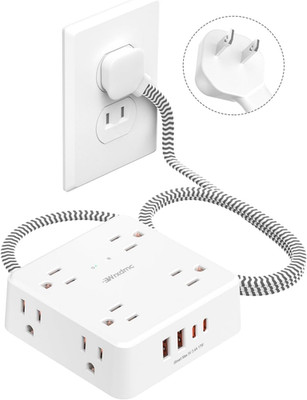 2 Prong Power Strip,  2 Prong to 3 Prong Outlet Adapter, 1400J Two Prong Surge P