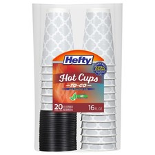 Hefty 16oz Disposable Insulated Paper Coffee Cups with Lids Hot Drink 20 Count