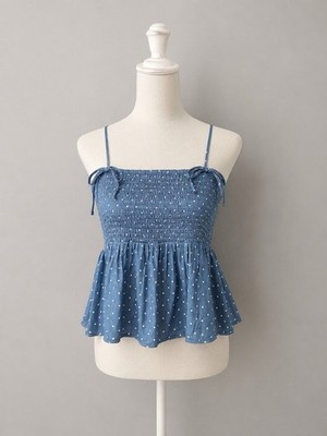 American Eagle Outfitters Blue Polka Dot Smocked Peplum Cami NWT