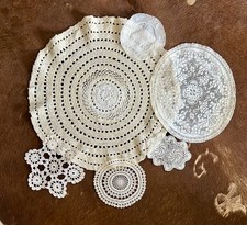 Super Unique Vintage hand made Lace Doily Set of 6