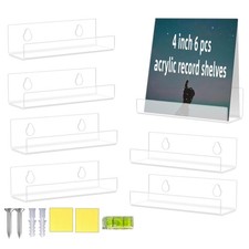 6 Pack Clear Vinyl Record Shelf Wall Mount Acrylic Album Record Holder