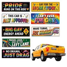 8PCS Gay Pride Funny Car Magnet, LGBT Rainbow Pride Prank Magnetic Sign Color4